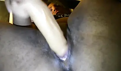 Dirty BBW ebony spreads her legs and masturbates putting two dildos in her pussy