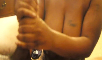 Black amateur in fishnets gives a fantastic blowjob before her pussy is drilled