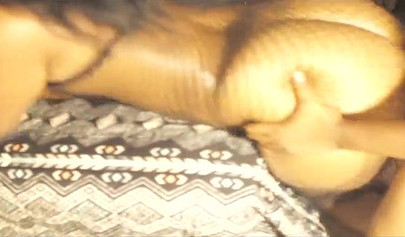 Black amateur in fishnets gives a fantastic blowjob before her pussy is drilled