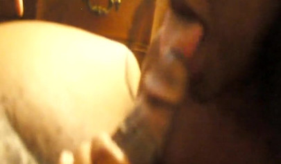 Black amateur in fishnets gives a fantastic blowjob before her pussy is drilled