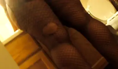 Black amateur in fishnets gives a fantastic blowjob before her pussy is drilled