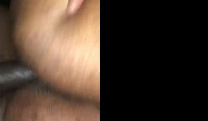 Chubby amateur ebony chick with a huge ass takes a stiff shaft deep in her cunt