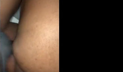 Chubby amateur ebony chick with a huge ass takes a stiff shaft deep in her cunt