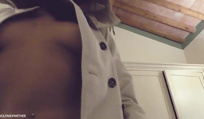 Dashing ebony amateur gives a sensual blowjob before being railed doggy style