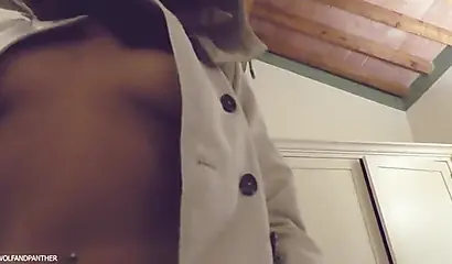 Dashing ebony amateur gives a sensual blowjob before being railed doggy style