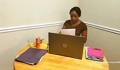 Dazzling ebony babe with an amazing curvy body teases you during an interview