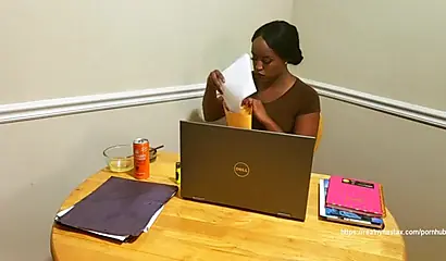 Dazzling ebony babe with an amazing curvy body teases you during an interview