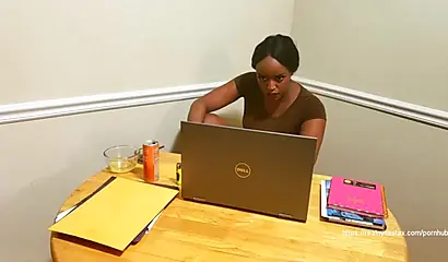 Dazzling ebony babe with an amazing curvy body teases you during an interview