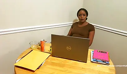 Dazzling ebony babe with an amazing curvy body teases you during an interview