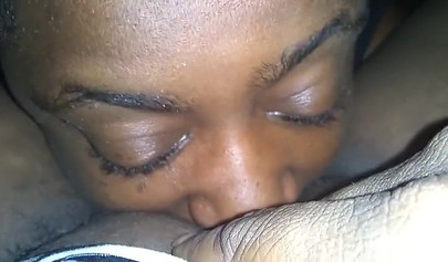 Kinky thick black chick enjoys receiving a long and sloppy oral by a horny ebony