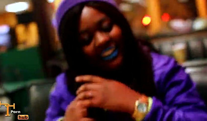 Cute and chubby black chick uses vibrator on her cunt before riding a stiff shaft