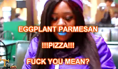 Cute and chubby black chick uses vibrator on her cunt before riding a stiff shaft