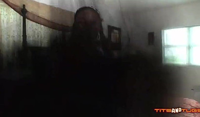 Sensual ebony maid Stacy Adams gives a long and wet milking to a big white cock