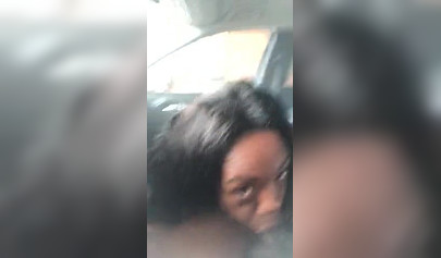 Horny ebony amateur chick gives a long and sloppy blowjob to a big cock in a car