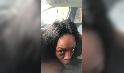 Horny ebony amateur chick gives a long and sloppy blowjob to a big cock in a car