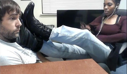 Cute and skinny college ebony chick teases her man with her petite and sexy soles