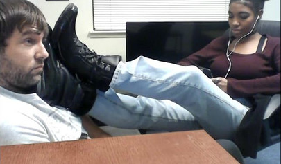 Cute and skinny college ebony chick teases her man with her petite and sexy soles