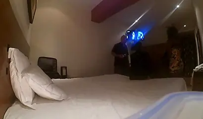 Two beautiful ebony babes give an erotic double blowjob before being fucked hard