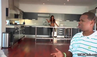 Luscious ebony Leilani Leeane impaled on two big black dicks and double penetrated