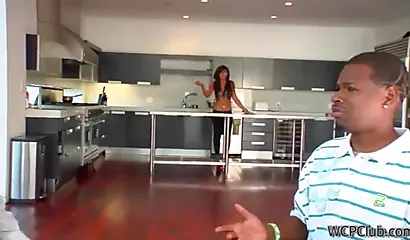 Luscious ebony Leilani Leeane impaled on two big black dicks and double penetrated