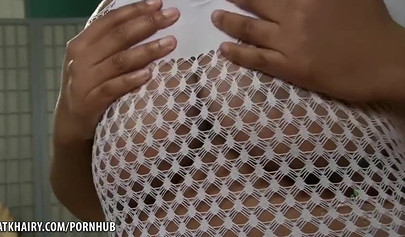 Chubby amateur black babe shows off her seductive curvy body and fingers herself