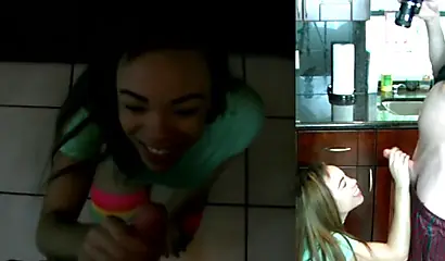 Young and petite black girl sucks a hard white dick before being pounded rough