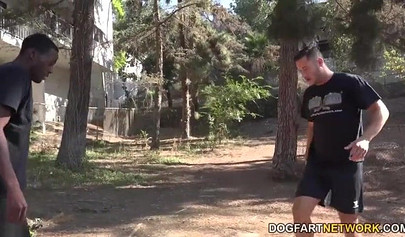 Beautiful black chick Jezabel Vessir impaled on a huge white cock after sucking it