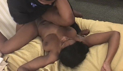 Horny black babe makes a robber lick her dripping cunt before fucking her hard