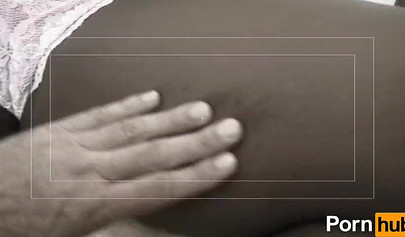 Naughty ebony slut double penetrated by hard white rods and sprayed with thick cum