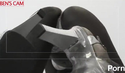 Naughty ebony slut double penetrated by hard white rods and sprayed with thick cum