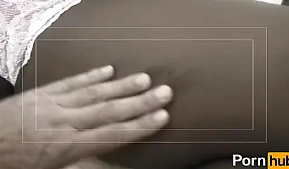 Naughty ebony slut double penetrated by hard white rods and sprayed with thick cum