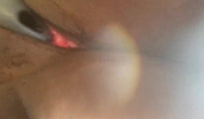 Amateur black babe with big curves records a close up video while fucking her cunt