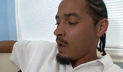 Young black babysitter gives her boss a sloppy blowjob before being fucked rough