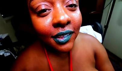 Chubby and horny black babe with monster curves enjoys a facial after fucking