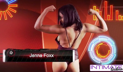 Two ebony lesbians Savana Styles & Jenna Foxx wrestle before fucking each other