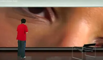 Super hot and sexy ebony giantess walks around a small city showing her attributes