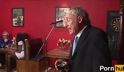 Gorgeous ebony and a stunning blonde MILF gangbanged and sprayed with big loads