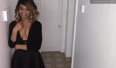 Young and gorgeous black student sensually seduces before fucking her dildo POV