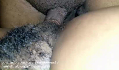 Kinky ebony chick with a dripping wet hairy pussy enjoys sloppy sucking and riding