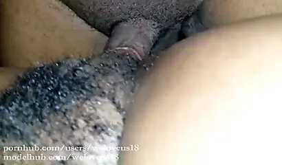 Kinky ebony chick with a dripping wet hairy pussy enjoys sloppy sucking and riding