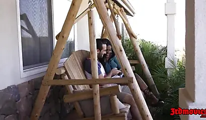 Adorable black teenie Yara Skye chokes on a white cock before riding it balls deep