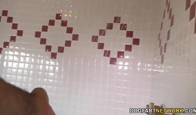 Pretty ebony with long legs agrees to two fuck two guys as she squirts and cums