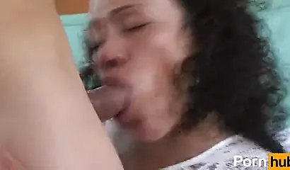 Black babe performs a striptease as her shaved pussy is ravished by fat dick