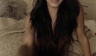 Stunning mix of ebony and Asian spreads her legs and masturbates for the webcam