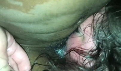 Brunette BBW teen sucks a huge black dick and makes it cum on her cute face