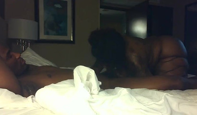 Black BBW amateur with natural tits takes it doggy style in her bedroom session