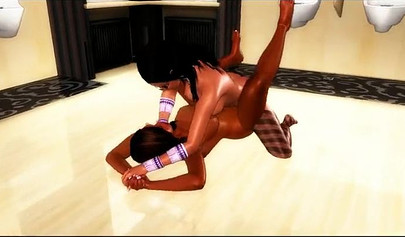 Animated black babes are practicing scissoring in their wild uncensored session