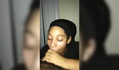 Ebony amateur is dedicated cock sucker that enjoys a taste of cum in her mouth