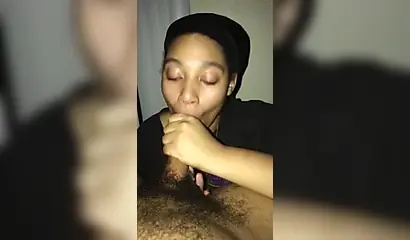 Ebony amateur is dedicated cock sucker that enjoys a taste of cum in her mouth