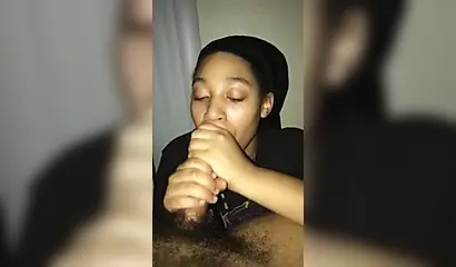 Ebony amateur is dedicated cock sucker that enjoys a taste of cum in her mouth